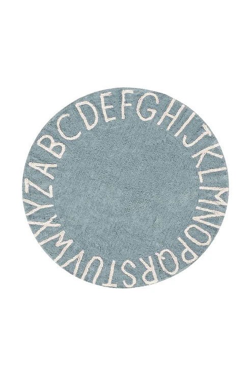 Round ABC Vintage Blue, Washable Rug - Le Petit Marché Home Furniture