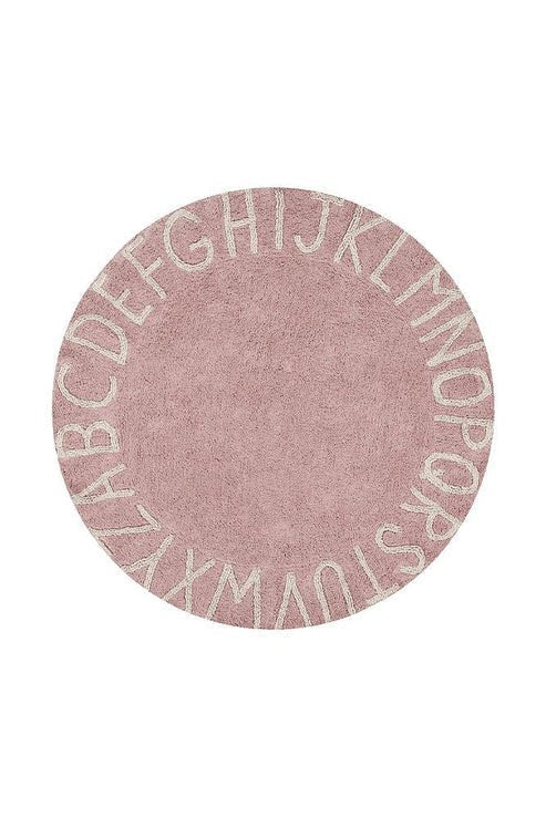 Round ABC Vintage Nude, Washable Rug - Le Petit Marché Home Furniture