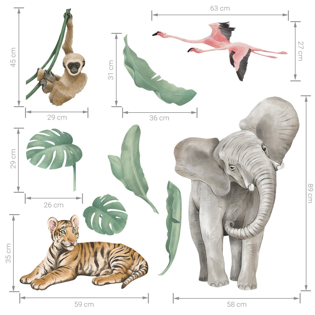 Safari Animals I, Wall Stickers - Le Petit Marché Home Furniture