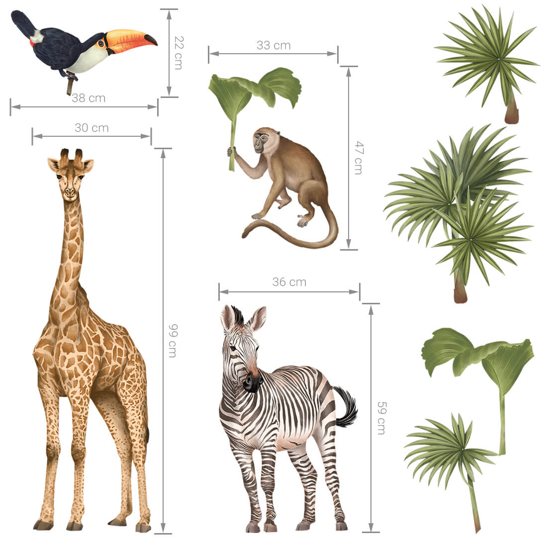 Safari Animals II, Wall Stickers - Le Petit Marché Home Furniture