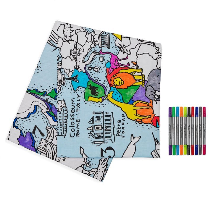 Tablecloth, World Map - Le Petit Marché Home Furniture