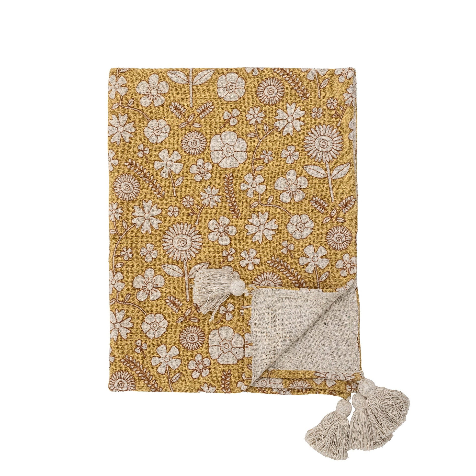 Throw Camille, Yellow, Recycled Cotton - Le Petit Marché Home Furniture