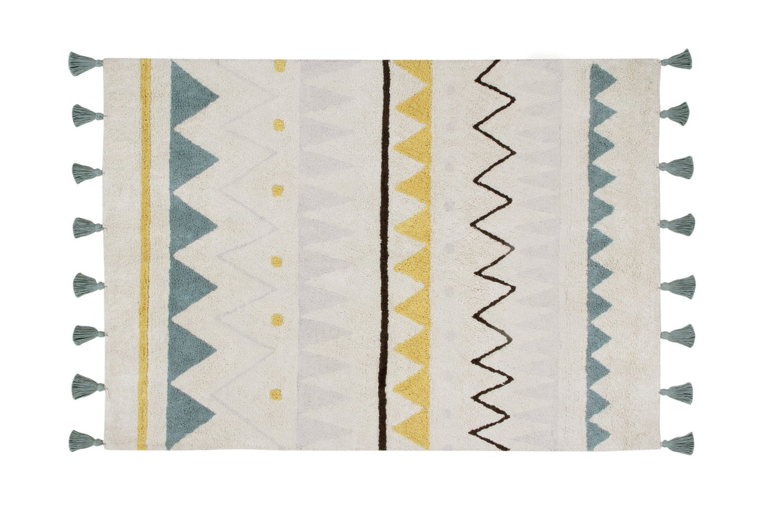 Washable Rug - Azteca - Vintage Blue - L - Le Petit Marché Home Furniture