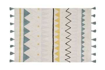 Washable Rug - Azteca - Vintage Blue - L - Le Petit Marché Home Furniture