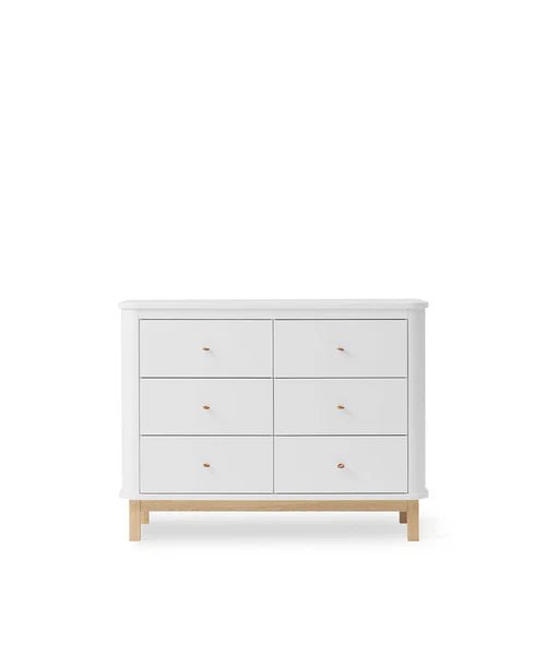 Wood dresser 6 drawers, white/oak - Le Petit Marché Home Furniture