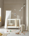 Wood Mini+ cot bed incl. junior kit, white/oak - Le Petit Marché Home Furniture