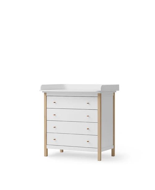 Wood nursery dresser 4 drawers, white/oak - Le Petit Marché Home Furniture