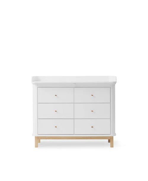 Wood nursery dresser 6 drawers, white/oak - Le Petit Marché Home Furniture