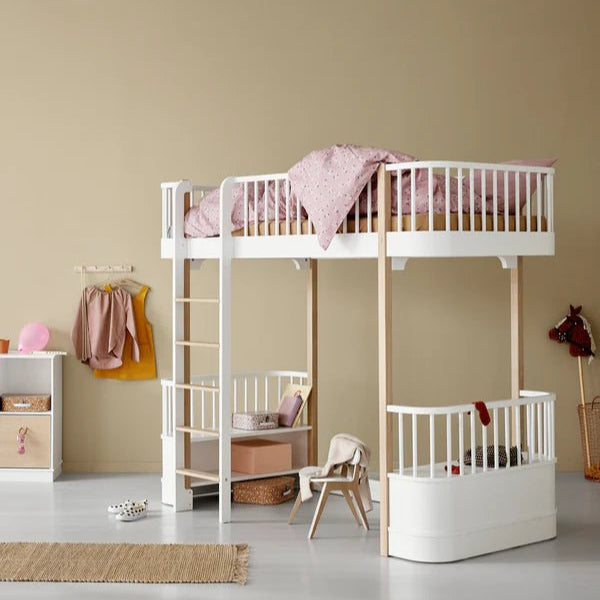 Wood Original loft bed, white/oak - Le Petit Marché Home Furniture