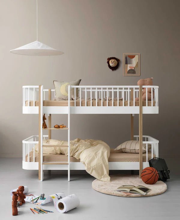 Wood Original low bunk bed, white/oak - Le Petit Marché Home Furniture