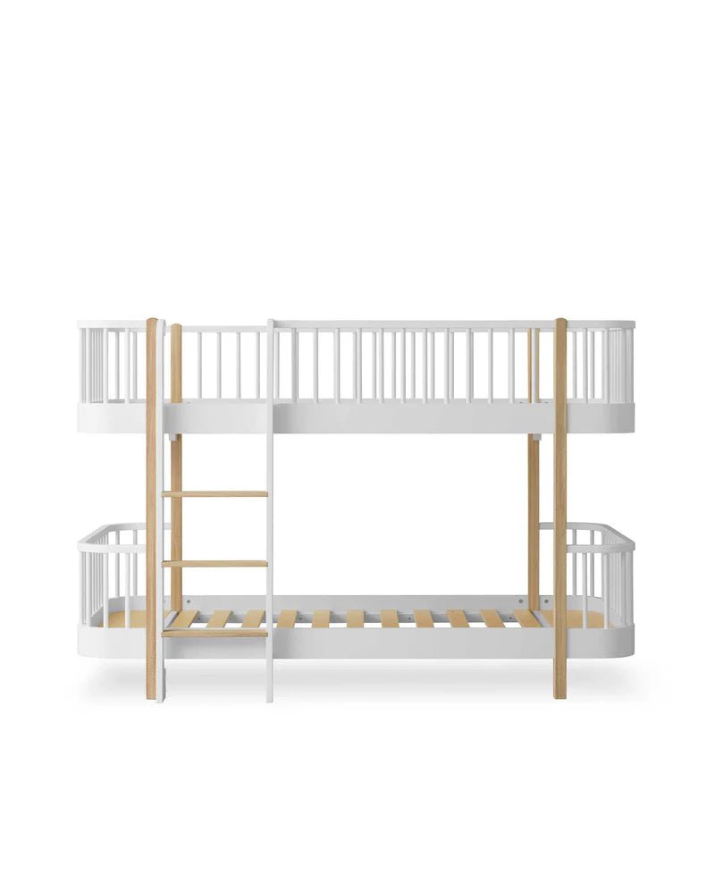 Wood Original Low Bunk Bed, White/Oak - Le Petit Marché Home Furniture