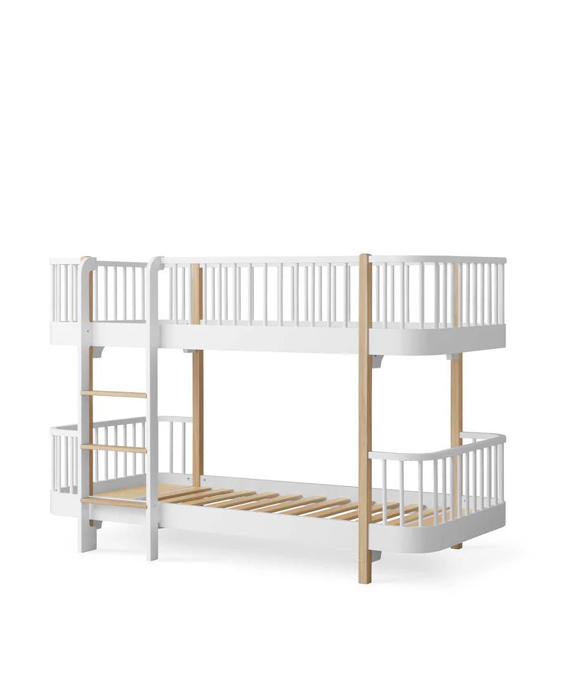 Wood Original Low Bunk Bed, White/Oak - Le Petit Marché Home Furniture