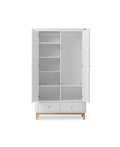 Wood wardrobe 2 doors, white/oak - Le Petit Marché Home Furniture