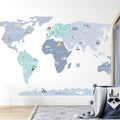 Word Map, Blue, Wall Stickers - Le Petit Marché Home Furniture