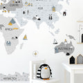 World Map, Grey, Wall Stickers - Le Petit Marché Home Furniture