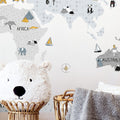 World Map, Grey, Wall Stickers - Le Petit Marché Home Furniture