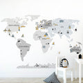 World Map, Grey, Wall Stickers - Le Petit Marché Home Furniture