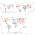 World Map, Pink, Wall Stickers - Le Petit Marché Home Furniture